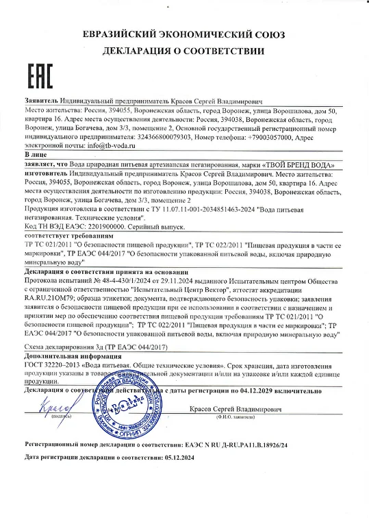 Первая страница документа: Декларация ЕАЭС